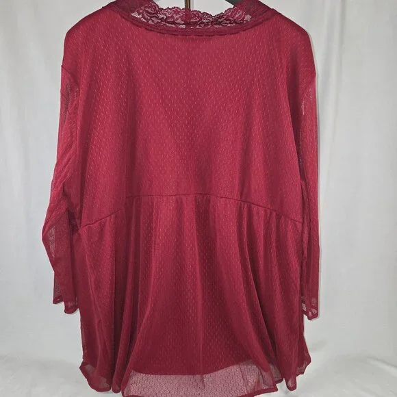 Suzanne Betro Burgundy Lace Top - Picture 2 of 5